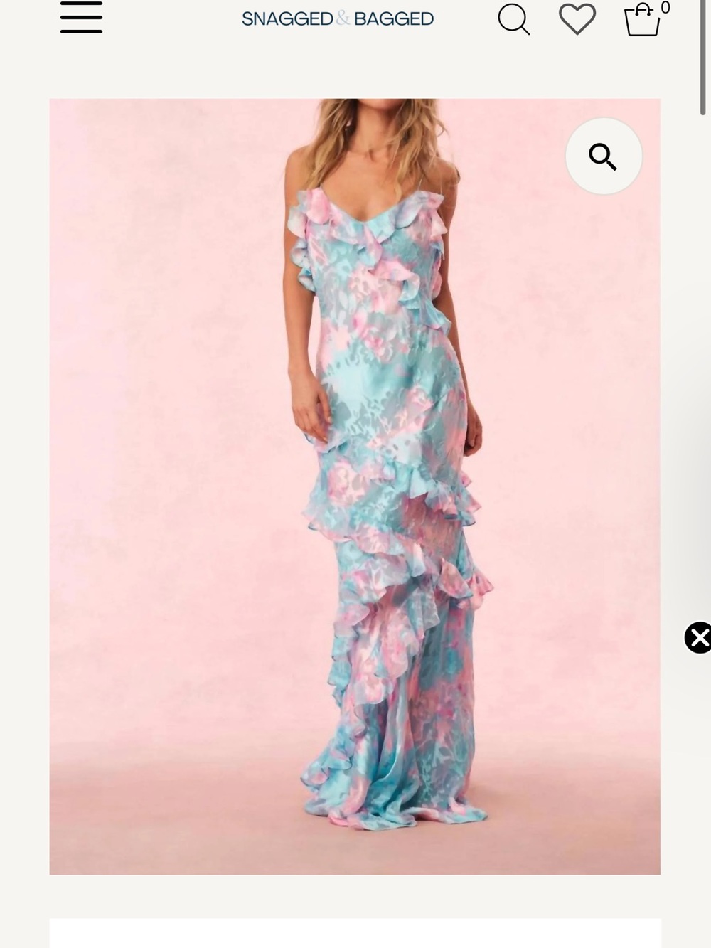 LoveShackFancy Pastel Blue & Pink Ruffled Backless Slip Dress - Picture 2 of 5